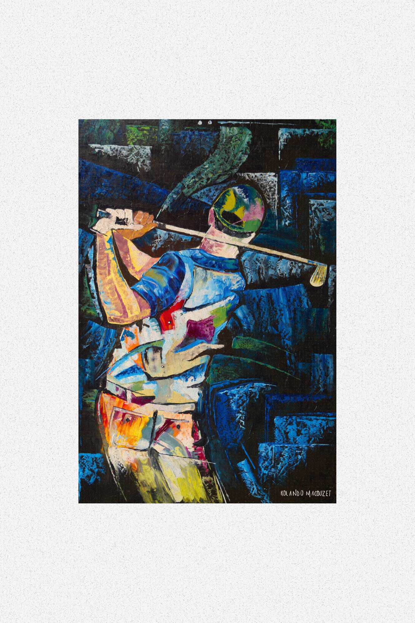 Pintura al óleo Golf Passion - Arte deportivo golf con espátula 55x75cm México