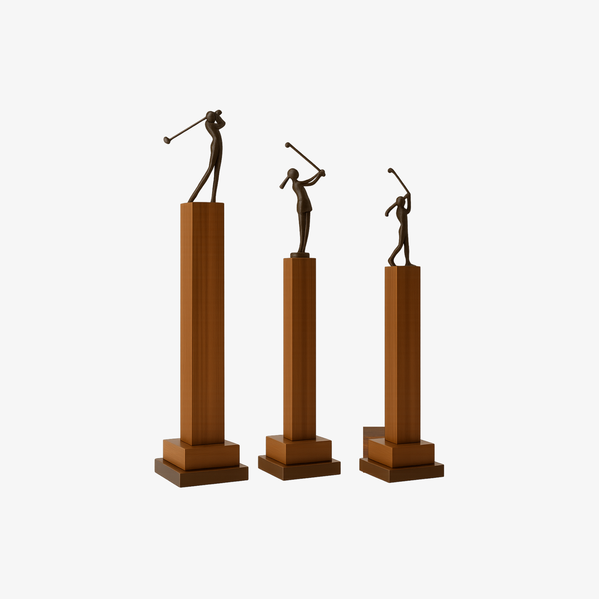 Trofeos de podio en bronce para golf - Premios 1er, 2do y 3er lugar torneos